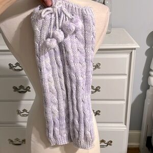 Boot Socks Leg Warmers Sparkly Lavender Purple Cable Knit Crochet Girls